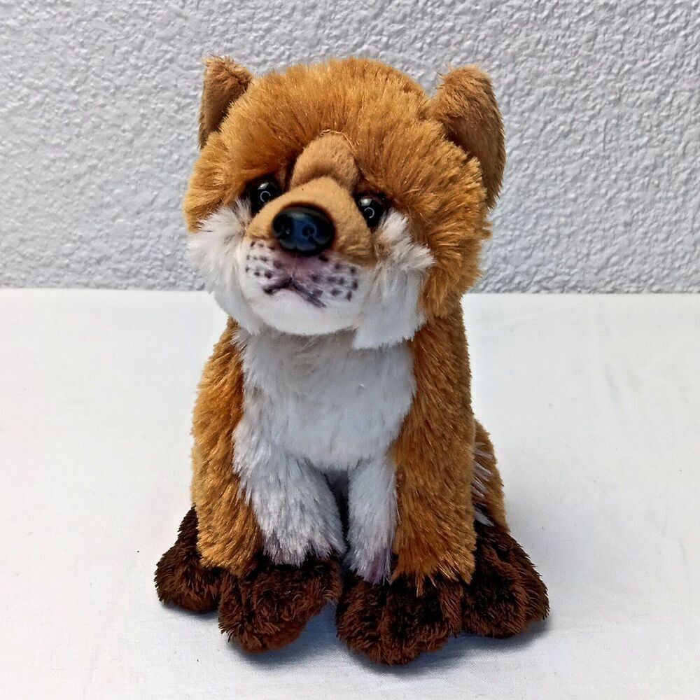 Demdaco Nat & Jules Stuffed Woodland Fox Beanbag Plush 6" Realistic Sitting Wild